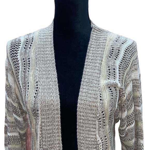 Christopher & Banks Lightweight Open Knit Tan Cardigan Sweater - Women’s Small - Picture 6 of 11